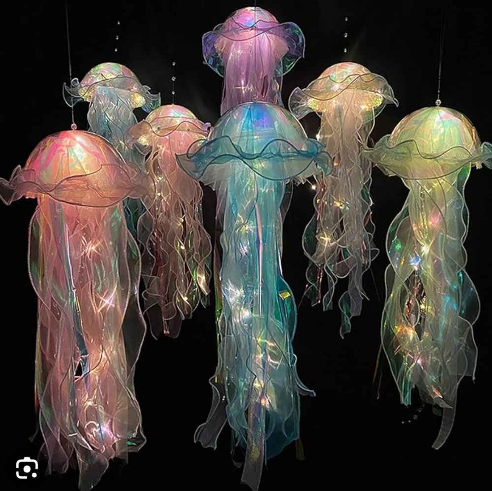 2 Pink and Blue Handmade Jelly fish Lamp Lights (Inspired By Images Above) - Picture 1 of 4